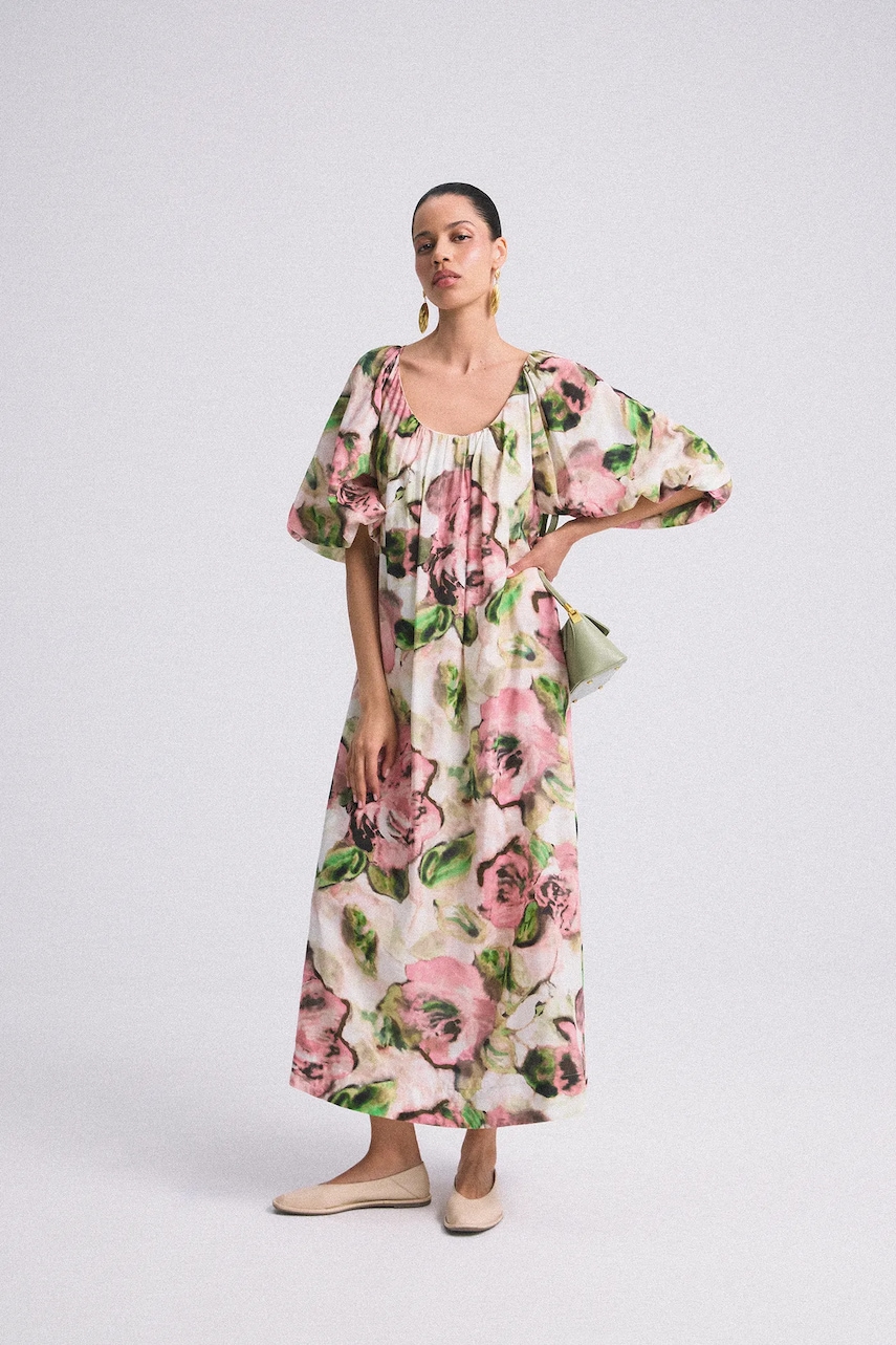 Answear Lab rochie culoarea roz, maxi, evazată