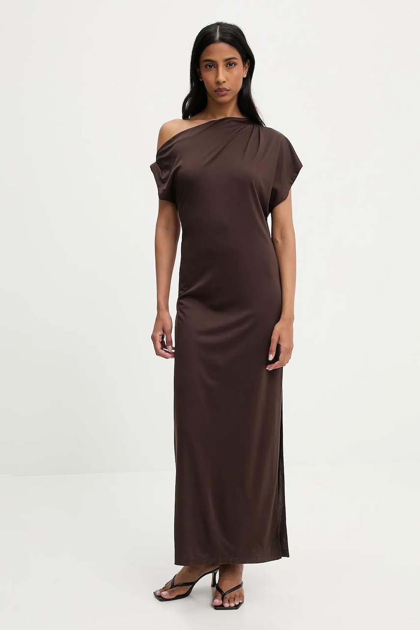 Answear Lab rochie culoarea maro, maxi, dreaptă