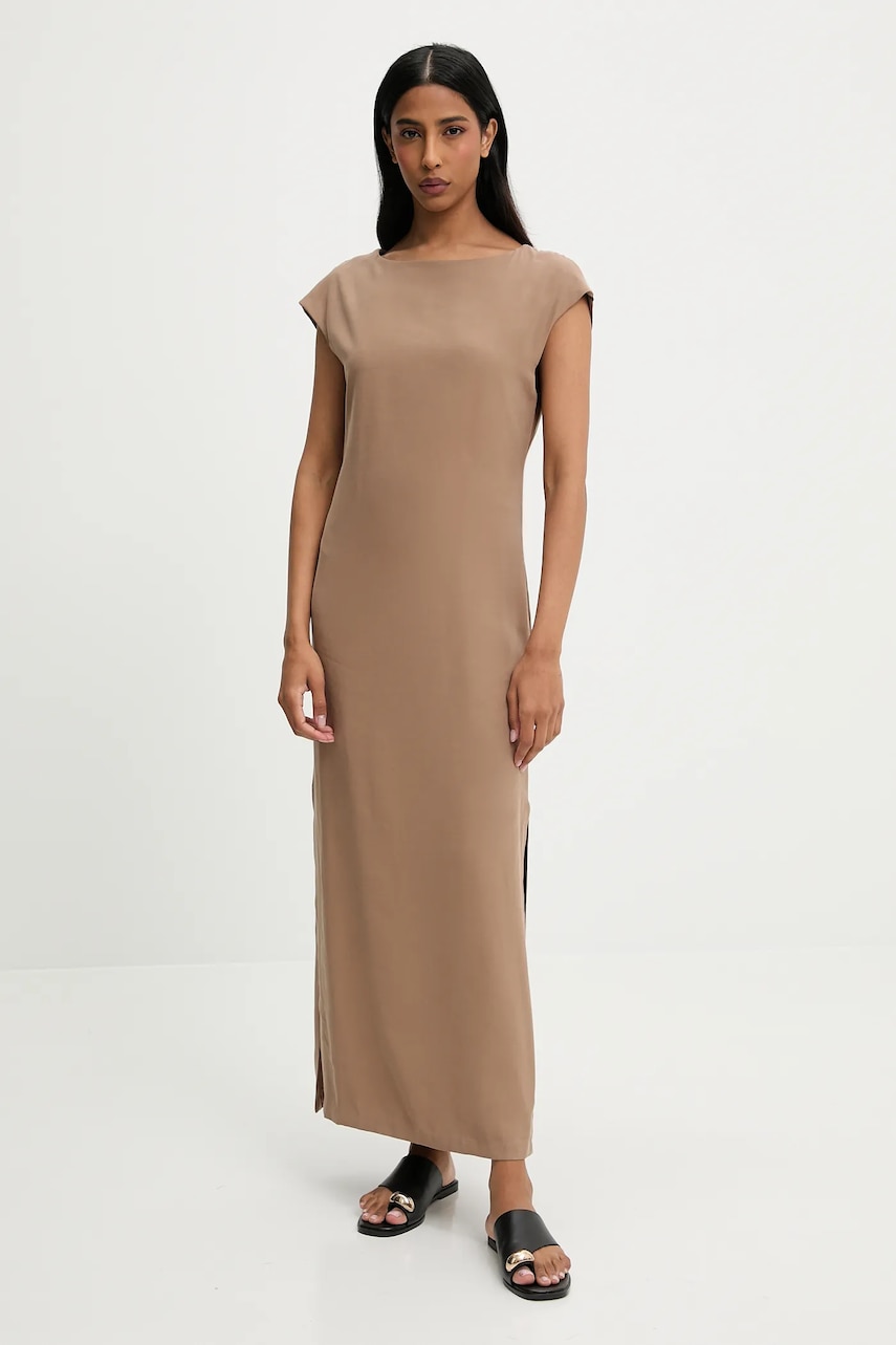 Answear Lab rochie culoarea maro, maxi, mulată