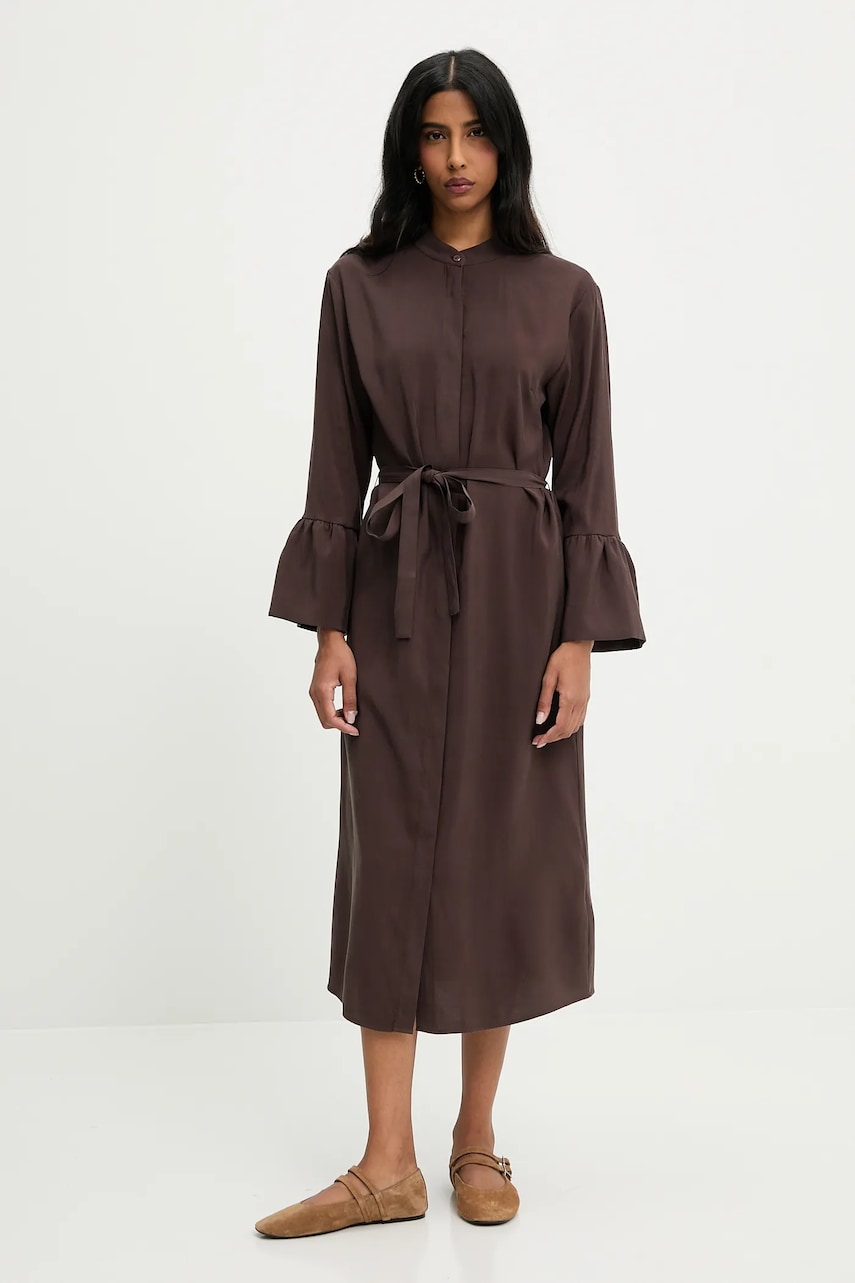 Answear Lab rochie culoarea maro, maxi, dreaptă
