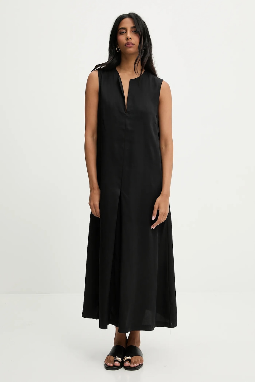 Answear Lab rochie culoarea negru, midi, evazată