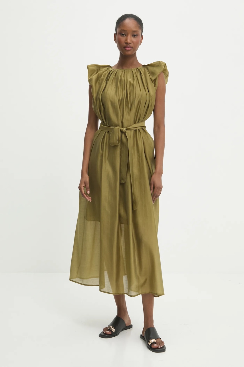 Answear Lab sukienka kolor zielony midi rozkloszowana