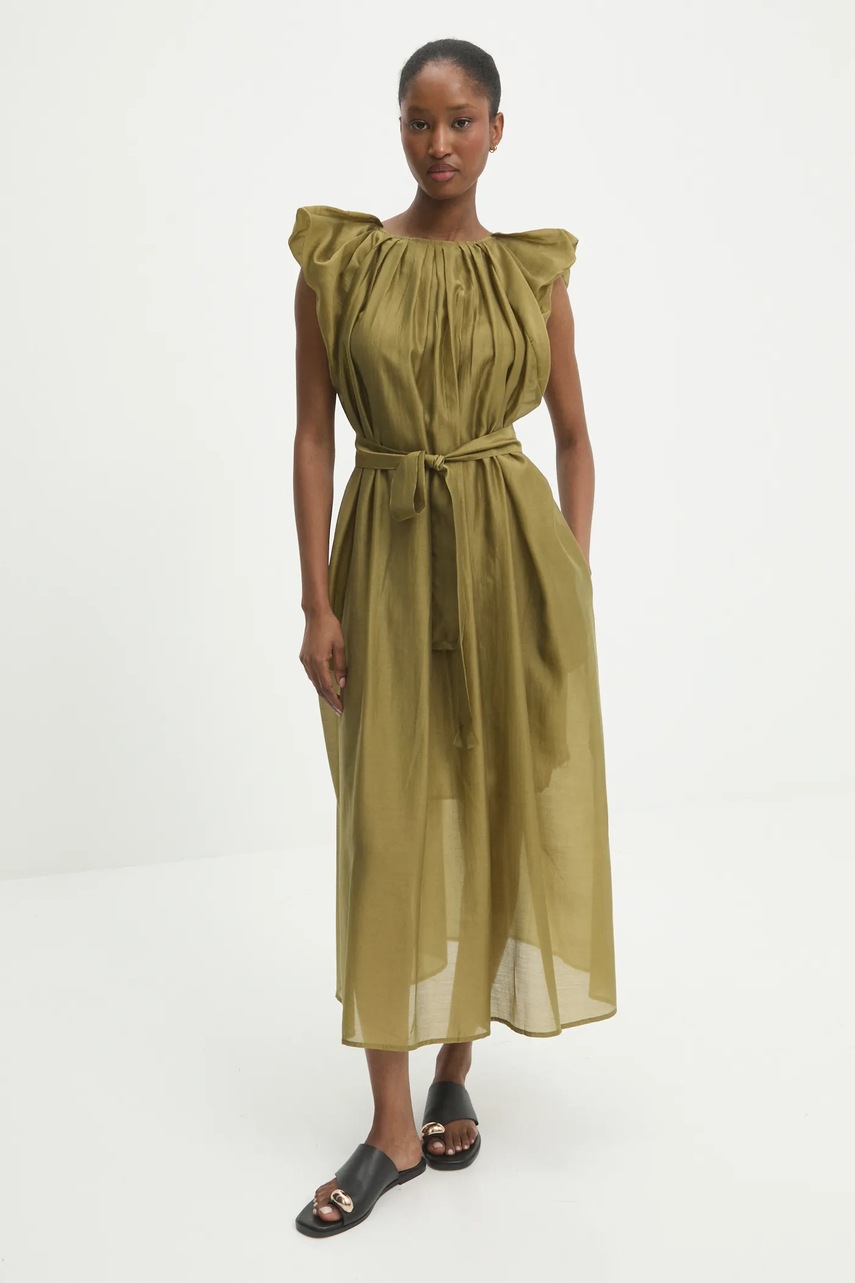Платье Answear.LAB цвет зелёный midi расклешённая