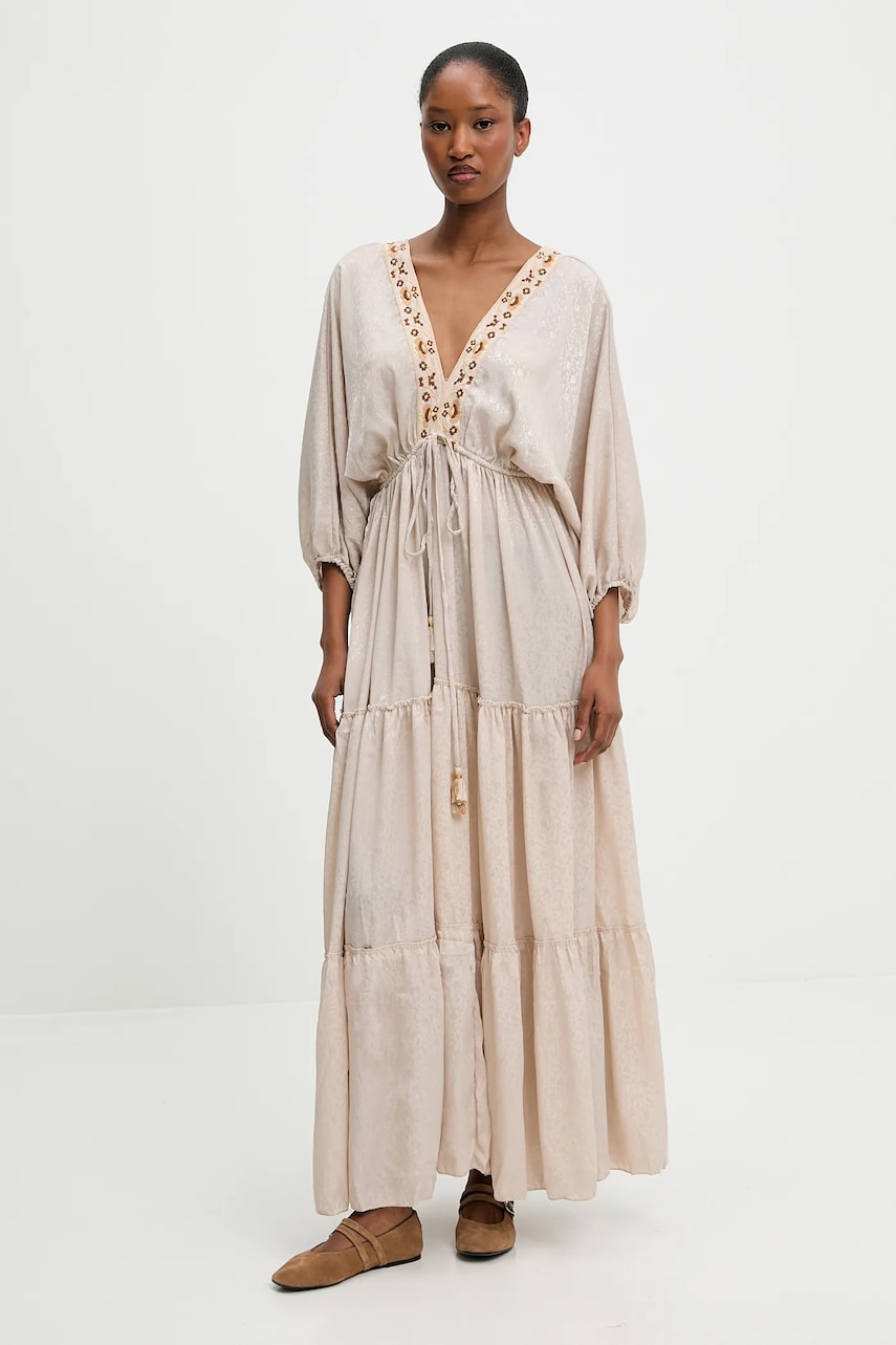 Answear Lab rochie culoarea bej, maxi, evazata