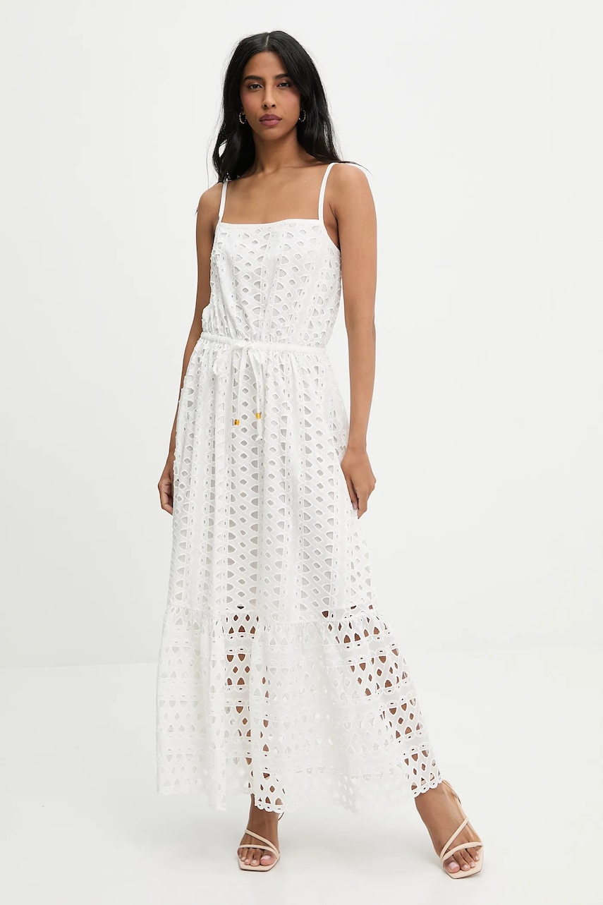 Answear Lab rochie din bumbac culoarea alb, maxi, evazati