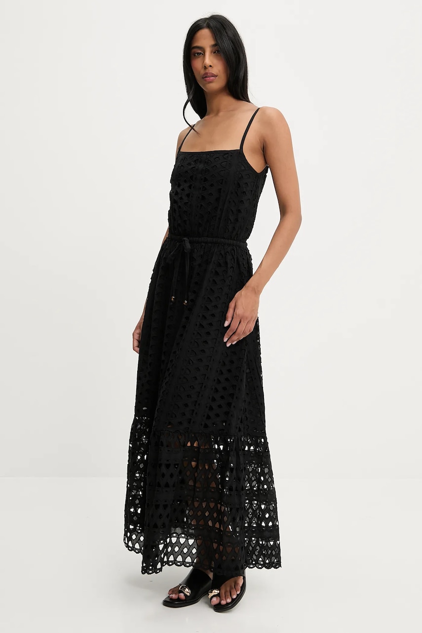 Answear Lab rochie din bumbac culoarea negru, maxi, evazati