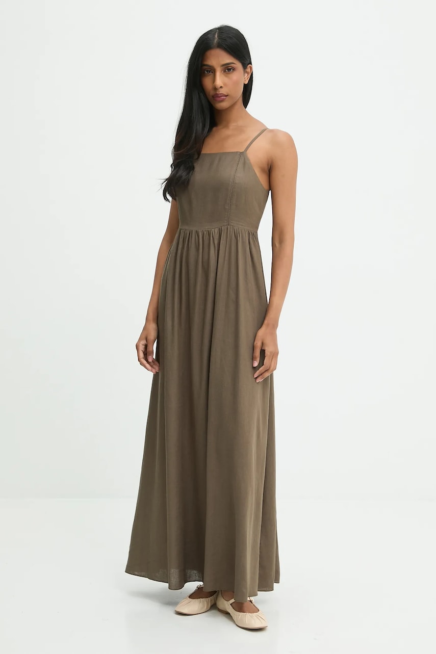 Answear.LAB rochie din in culoarea verde, maxi, evazati