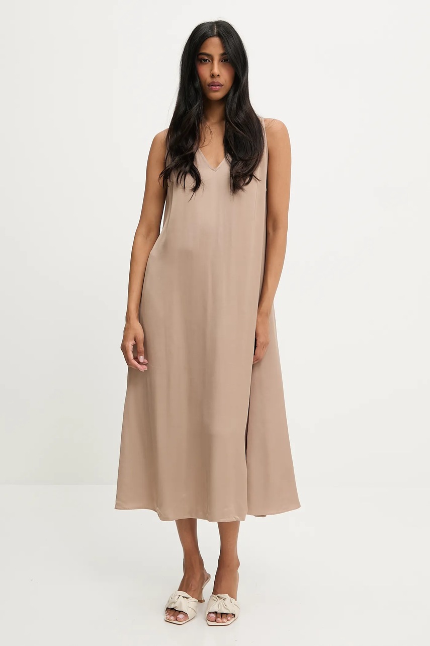 Платье Answear.LAB цвет бежевый midi прямая
