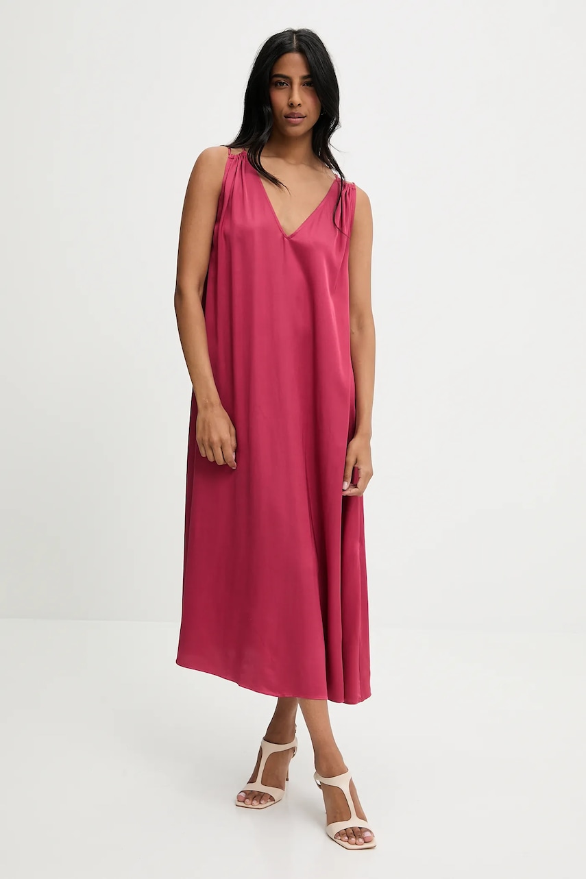 Answear Lab rochie culoarea bordo, midi, dreaptă