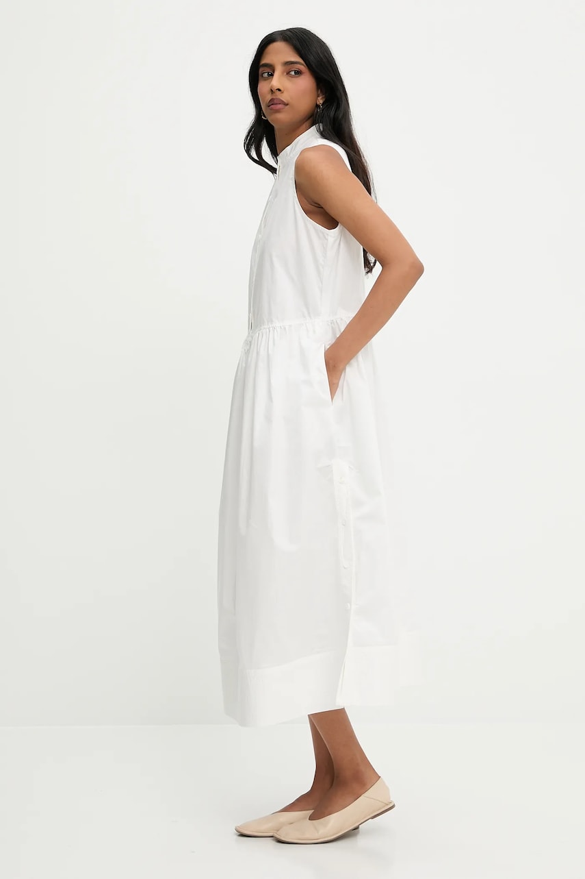 Answear Lab rochie din bumbac culoarea alb, midi, evazati