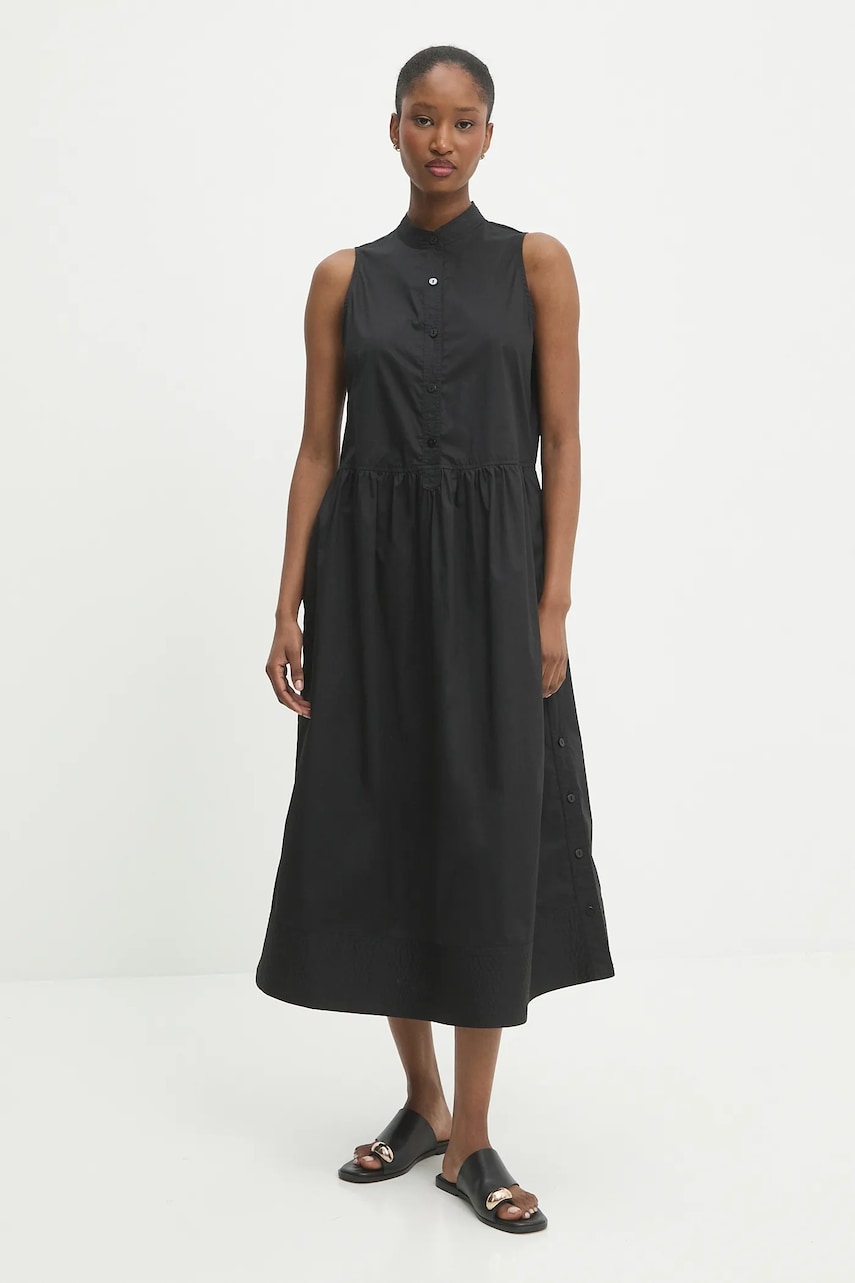 Answear Lab rochie din bumbac culoarea negru, midi, evazată