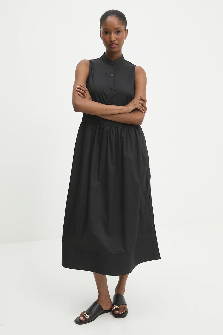 Хлопковое платье Answear.LAB цвет чёрный midi расклешённая
