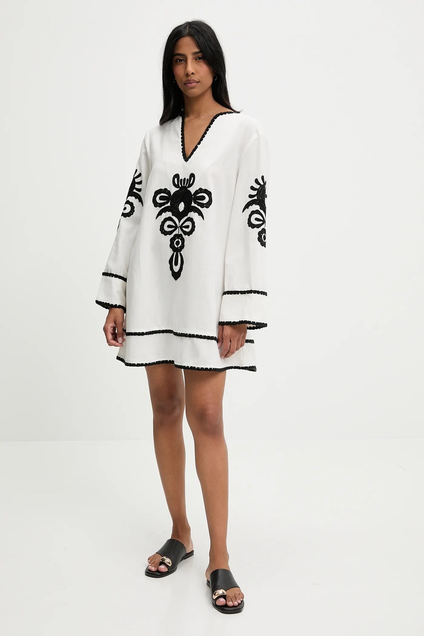 Льняна сукня Answear Lab колір білий mini oversize