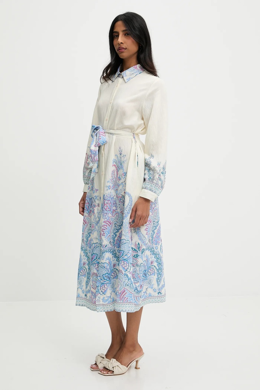 Платье Answear.LAB цвет бежевый maxi расклешённая