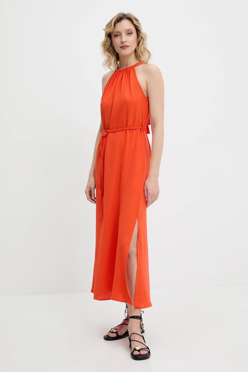 Платье Answear.LAB цвет оранжевый maxi расклешённая