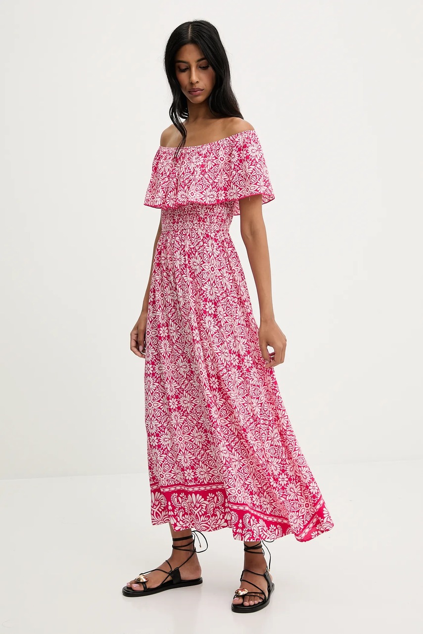 Платье Answear.LAB цвет розовый midi расклешённая