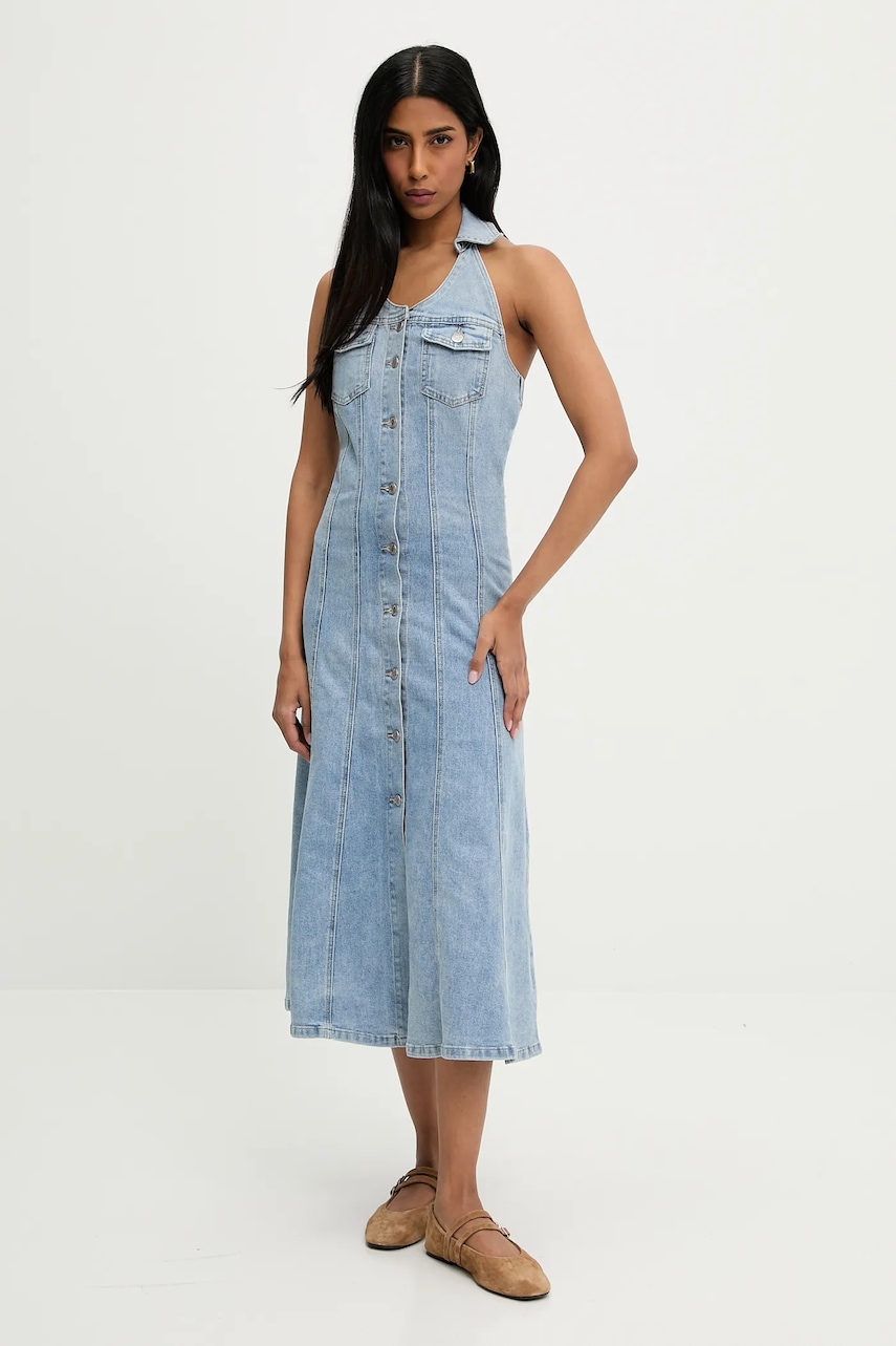 Answear Lab rochie din denim maxi, evazată Answear Lab rochie din denim maxi, evazată