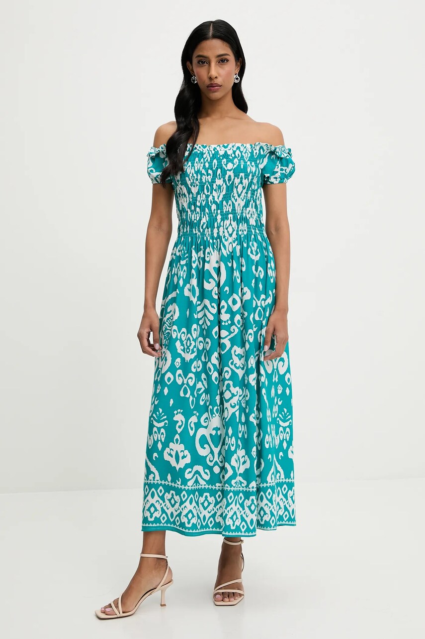 Answear Lab rochie culoarea verde, midi, evazată