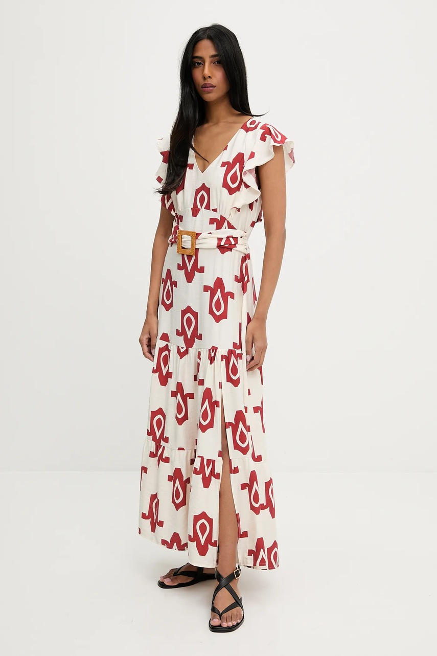 Платье Answear.LAB цвет красный maxi расклешённая