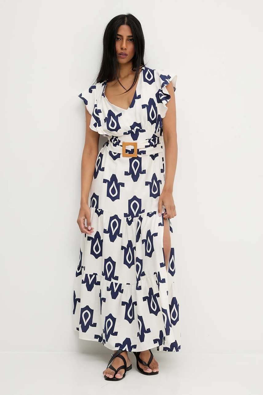 Answear Lab rochie culoarea bleumarin, maxi, evazată