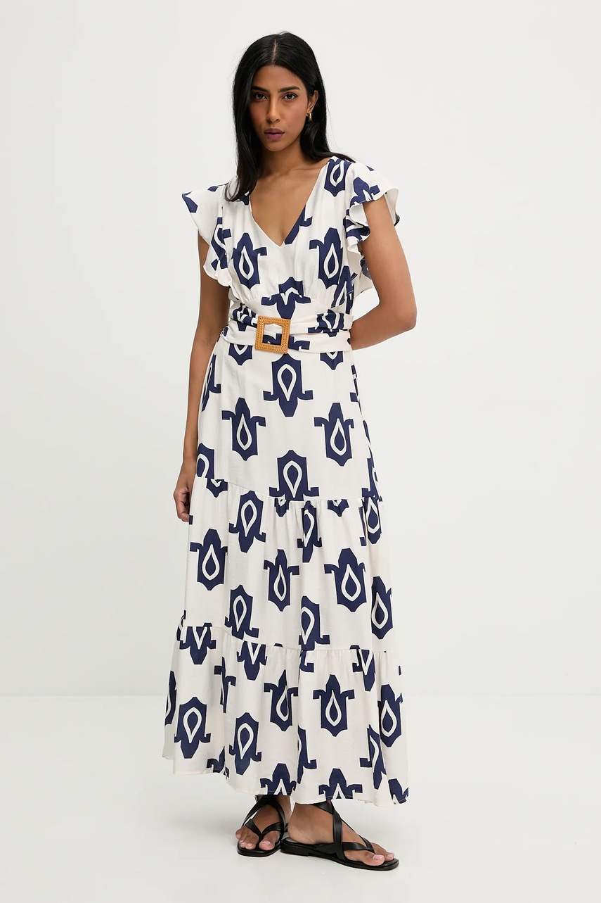 Платье Answear.LAB цвет синий maxi расклешённая