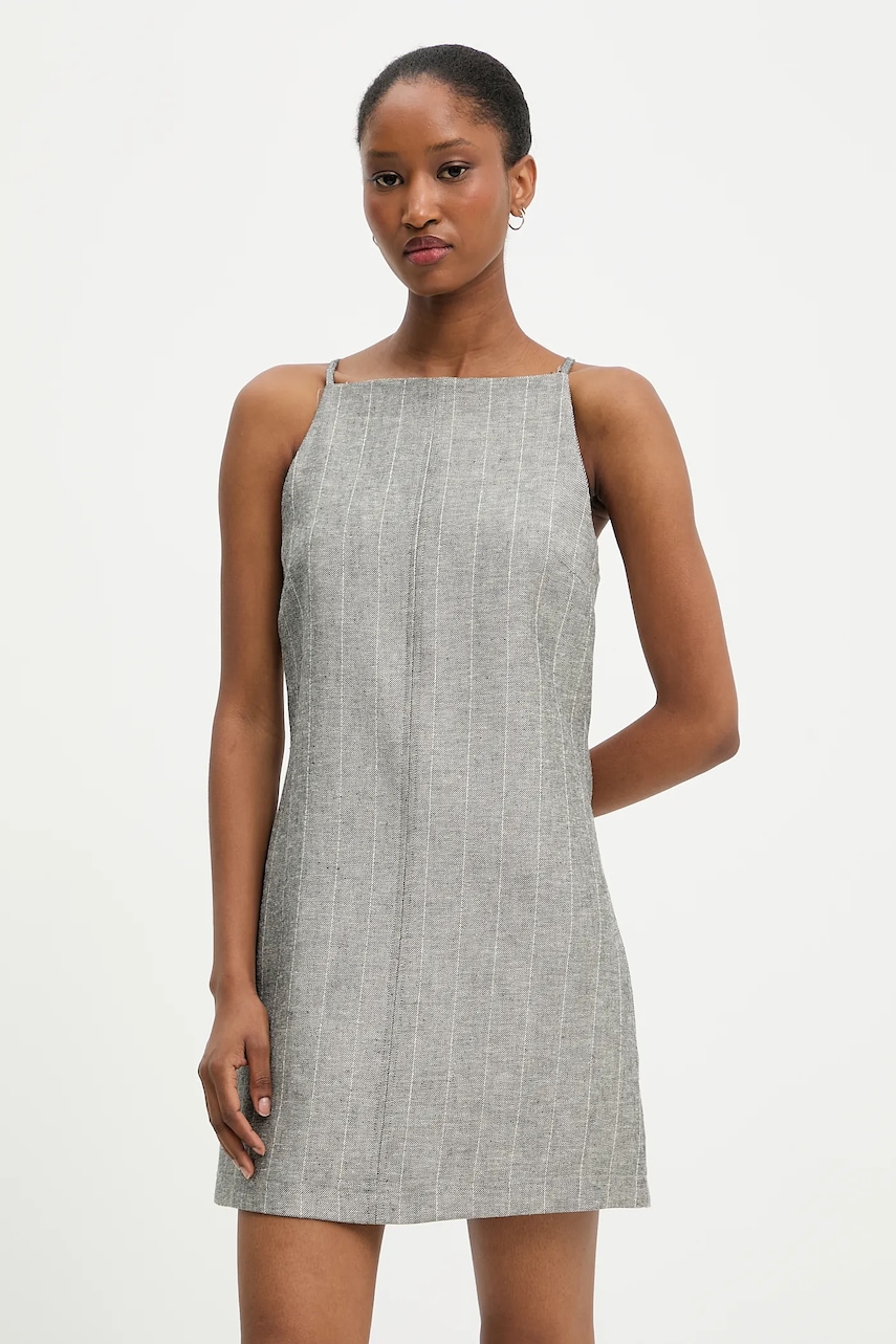 Answear Lab rochie din in culoarea gri, mini, evazati