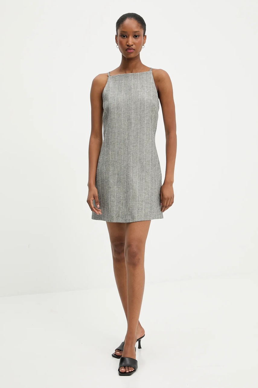 Льняное платье Answear.LAB цвет серый mini расклешённая