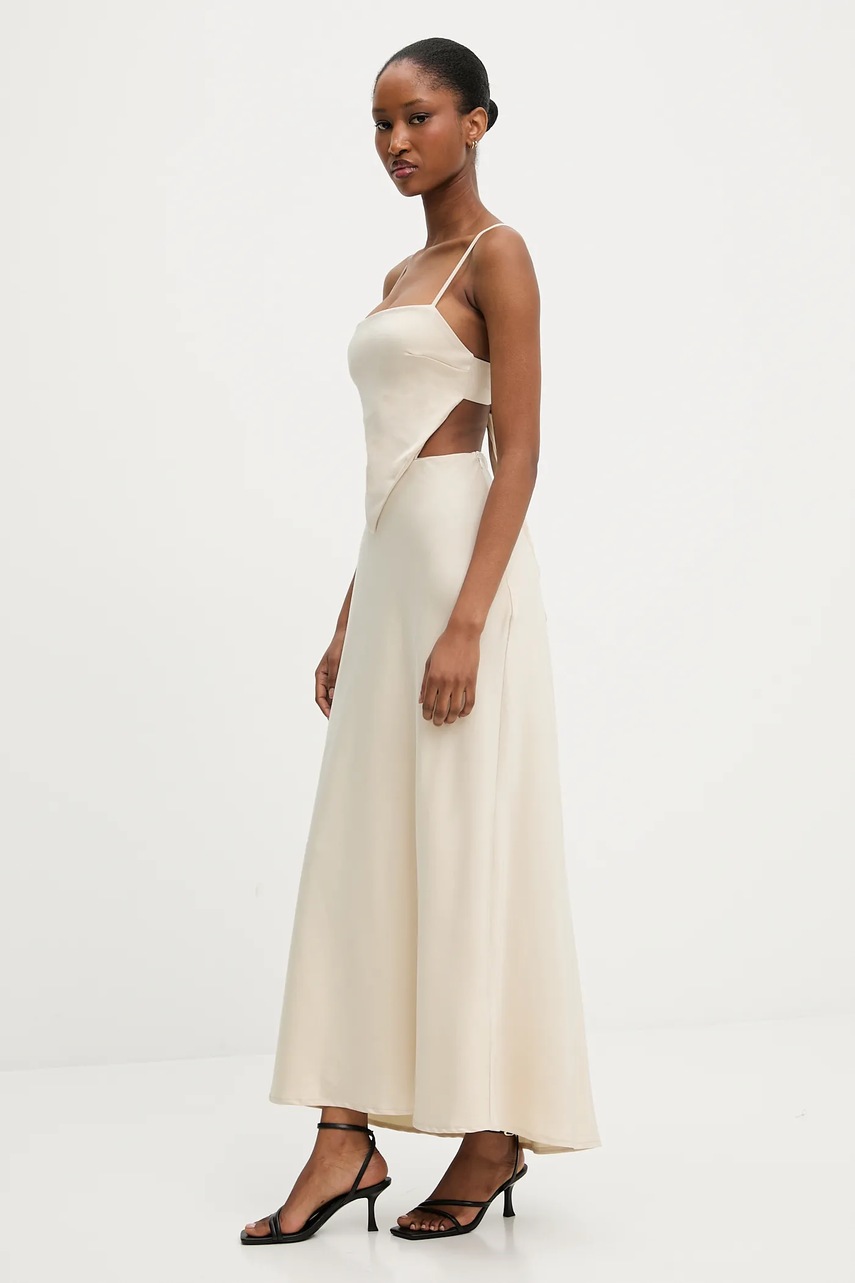 Платье Answear.LAB цвет бежевый maxi расклешённая
