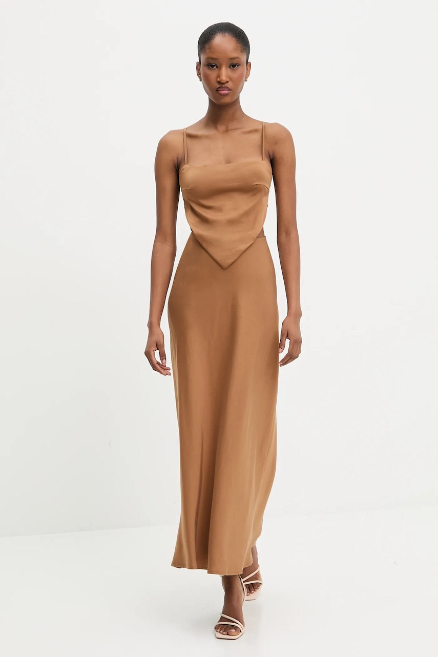 Answear Lab rochie culoarea maro, maxi, evazati