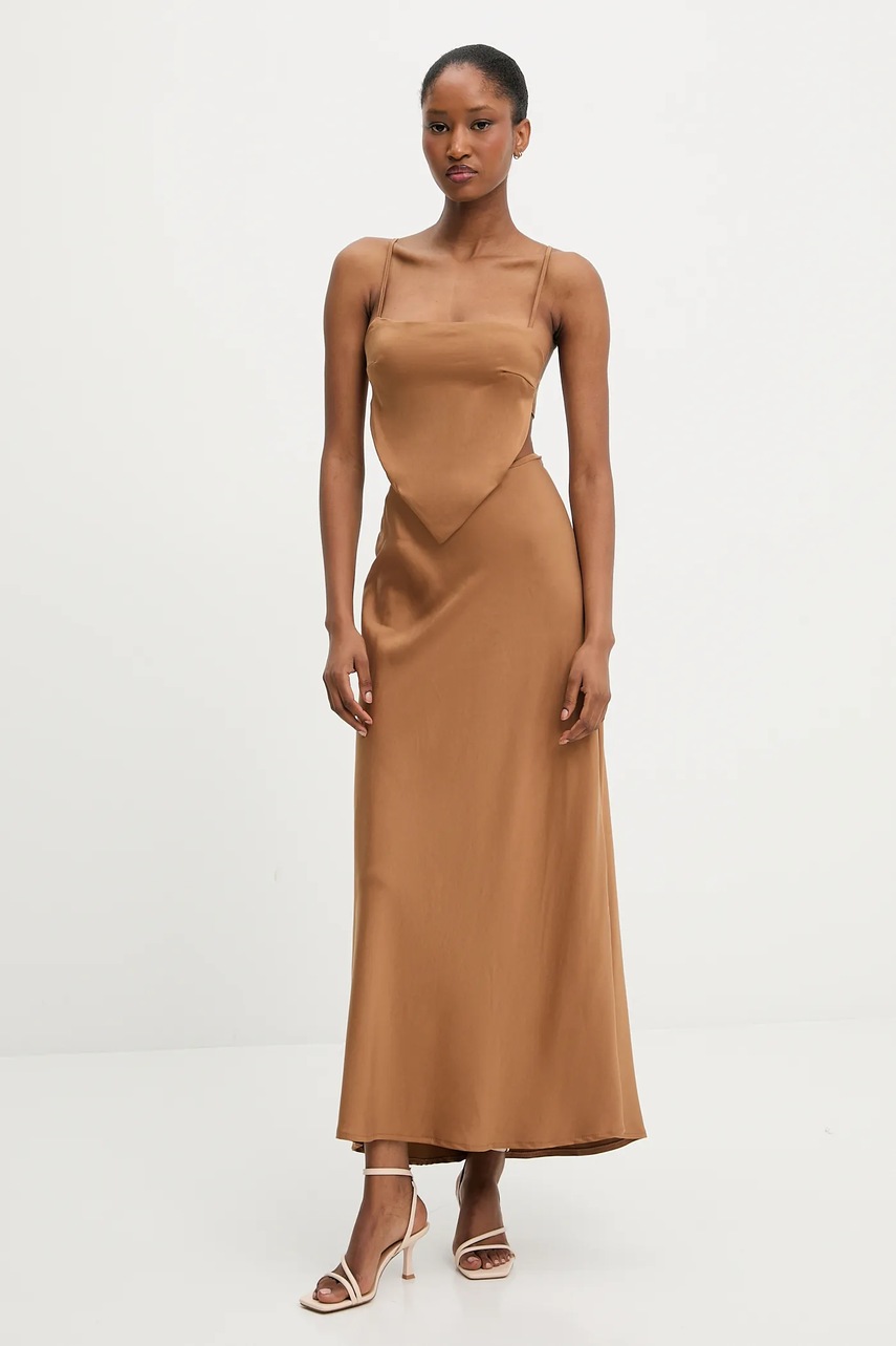 Платье Answear.LAB цвет коричневый maxi расклешённая