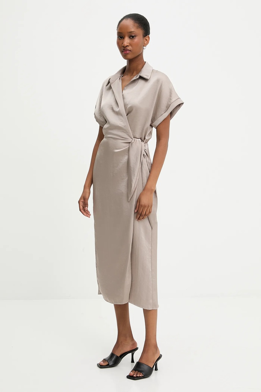 Платье Answear.LAB цвет бежевый midi прямая