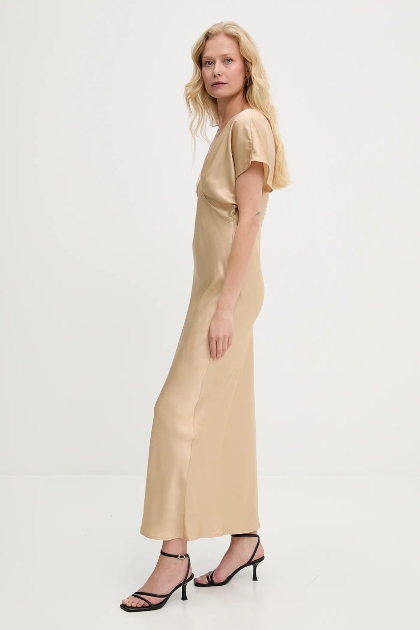 Платье Answear.LAB цвет бежевый maxi расклешённая