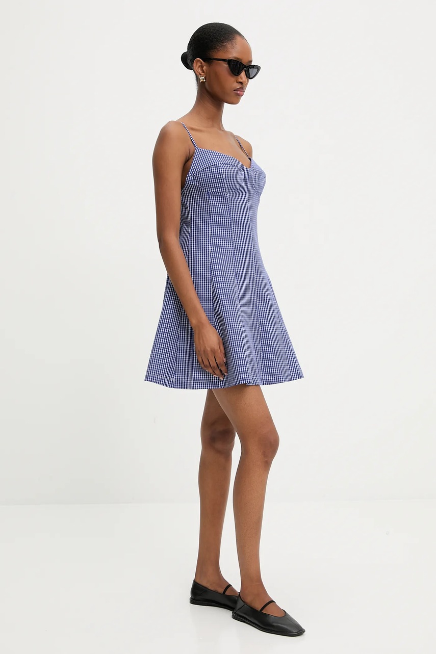 Хлопковое платье Answear.LAB цвет синий mini расклешённая