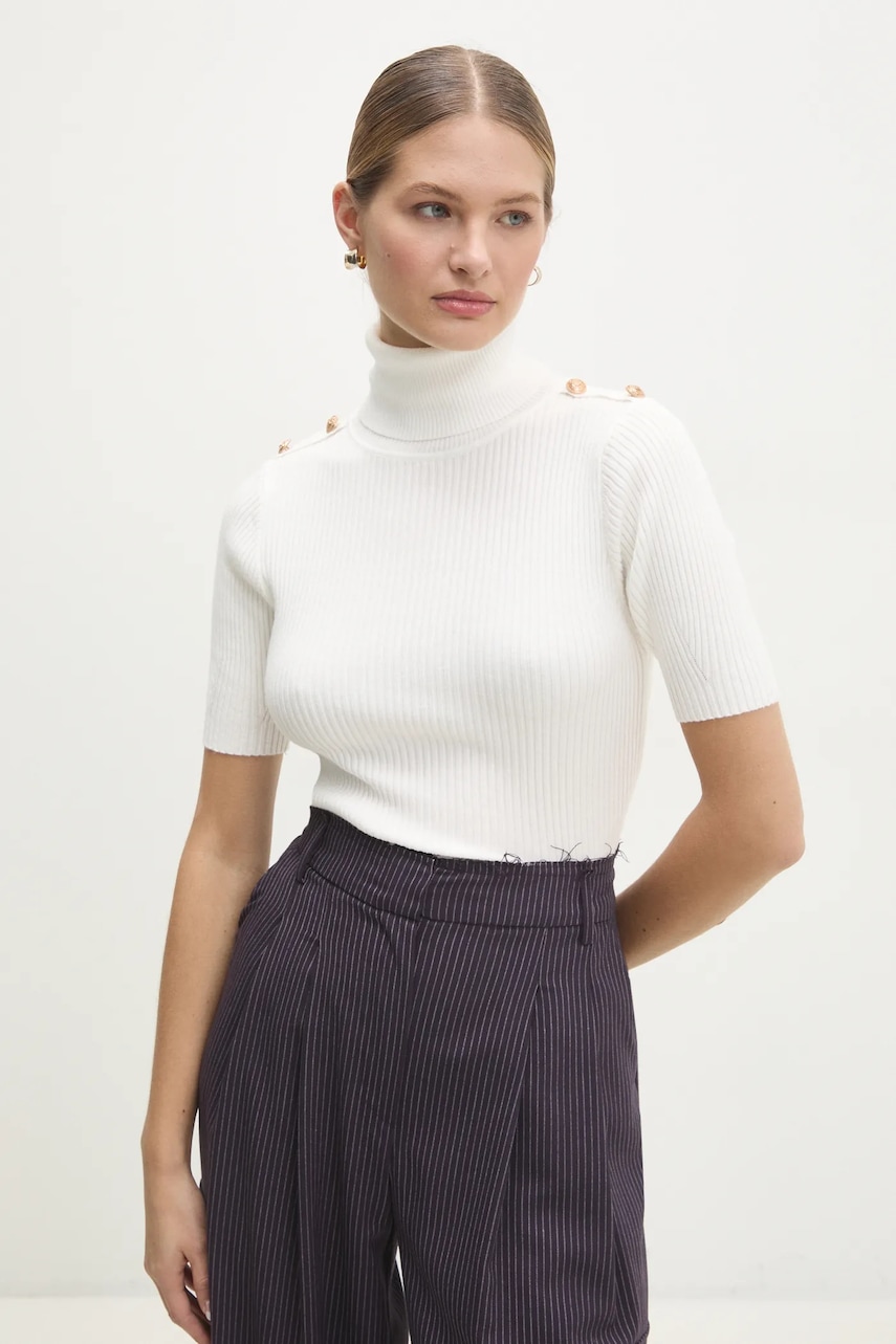 Answear Lab pulover femei, culoarea alb, cu guler Answear Lab pulover femei, culoarea alb, cu guler