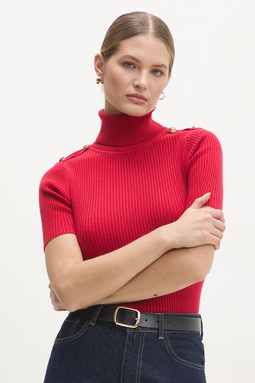 Answear Lab pulover femei, culoarea rosu, cu guler