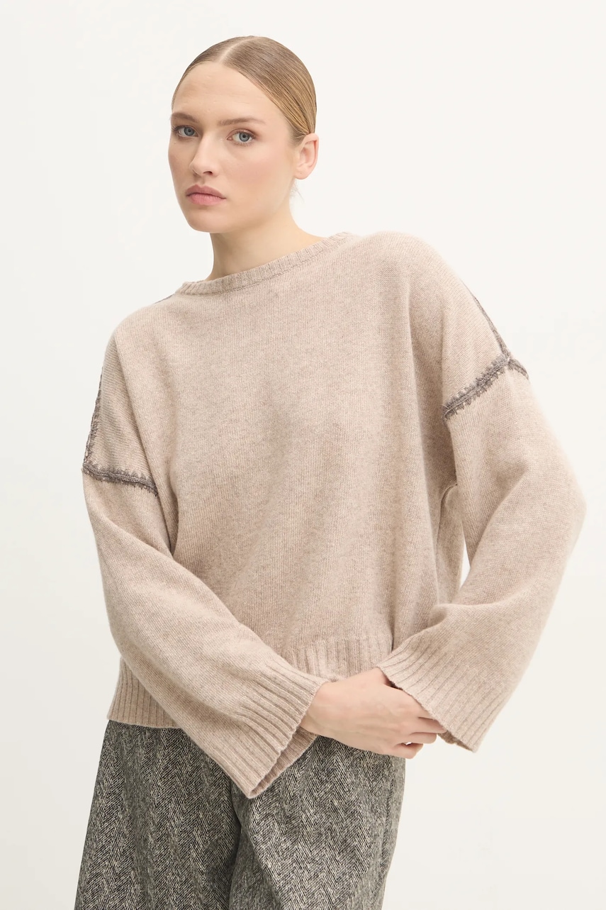 Answear Lab pulover de lana culoarea bej