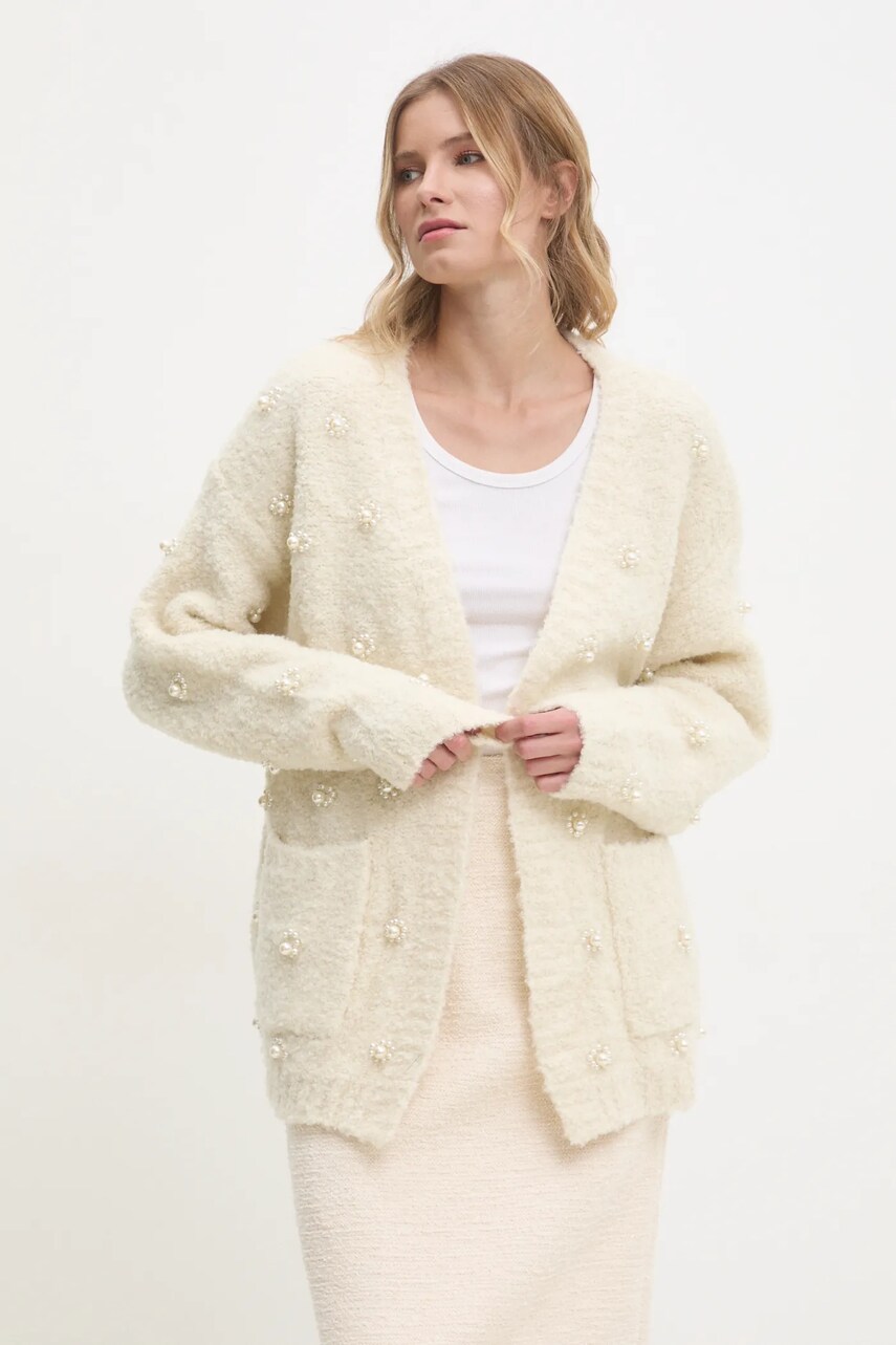 Answear Lab cardigan de lana culoarea bej, calduros