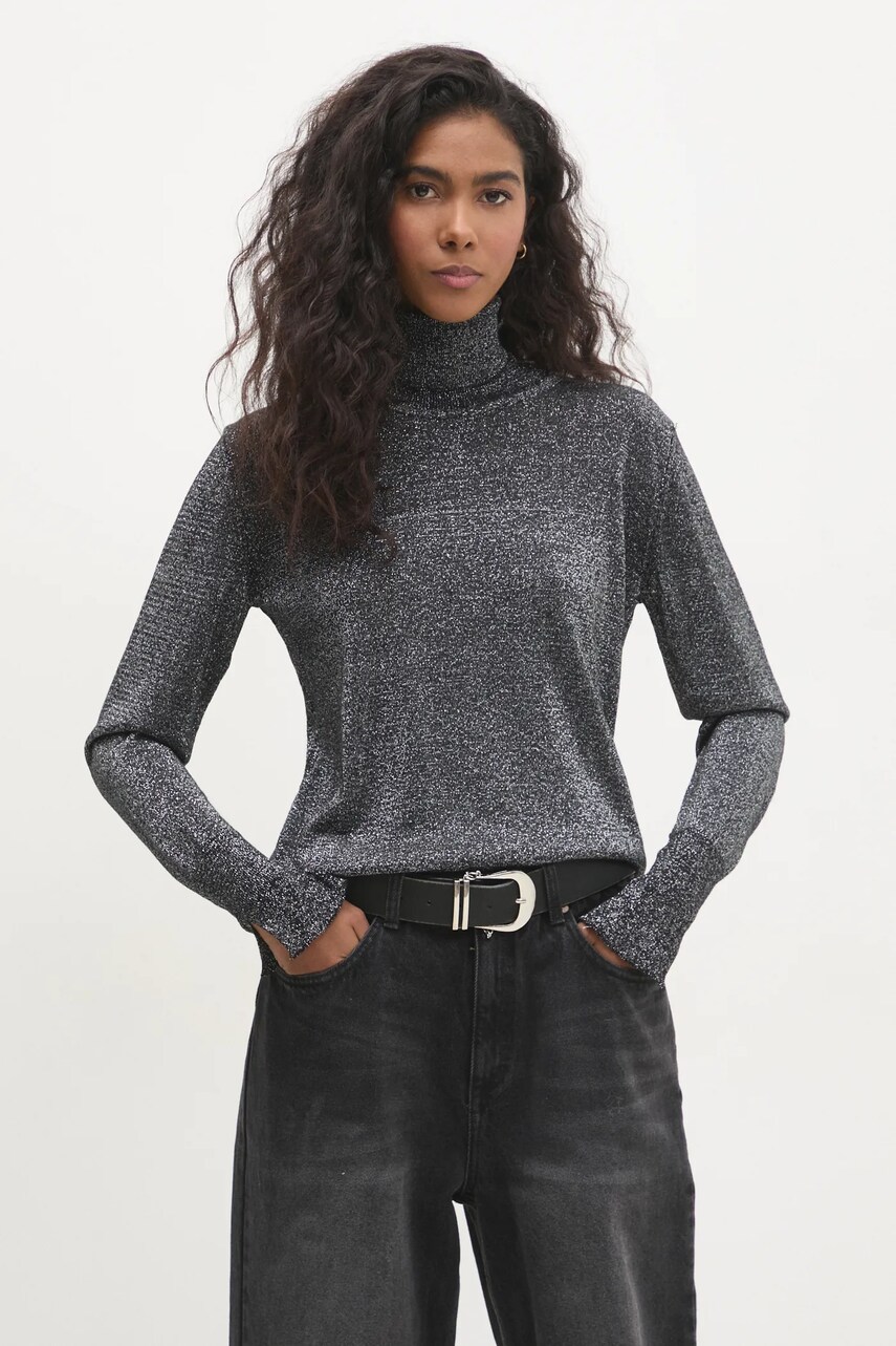 Answear Lab pulover femei, culoarea negru, light, cu guler