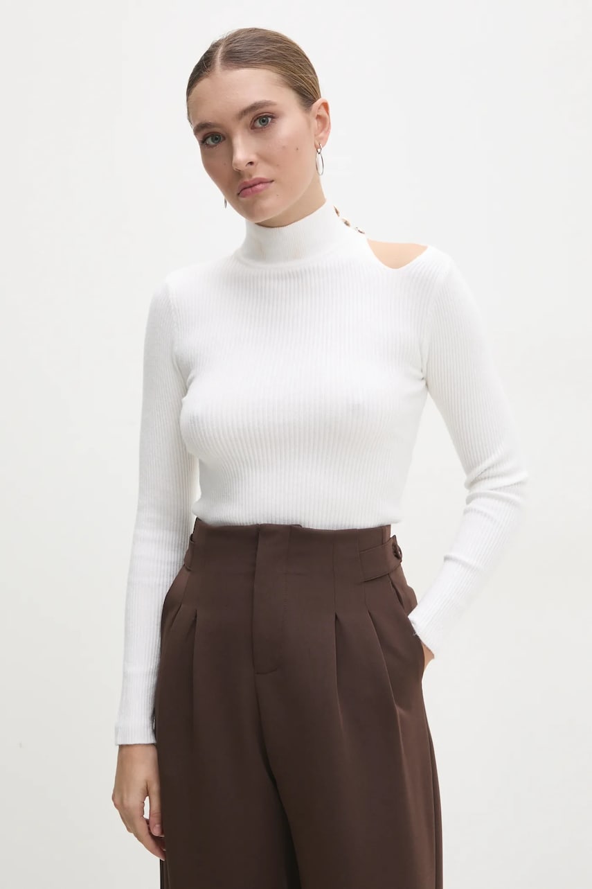 Answear Lab pulover femei, culoarea alb, light, cu turtleneck Answear Lab pulover femei, culoarea alb, light, cu turtleneck