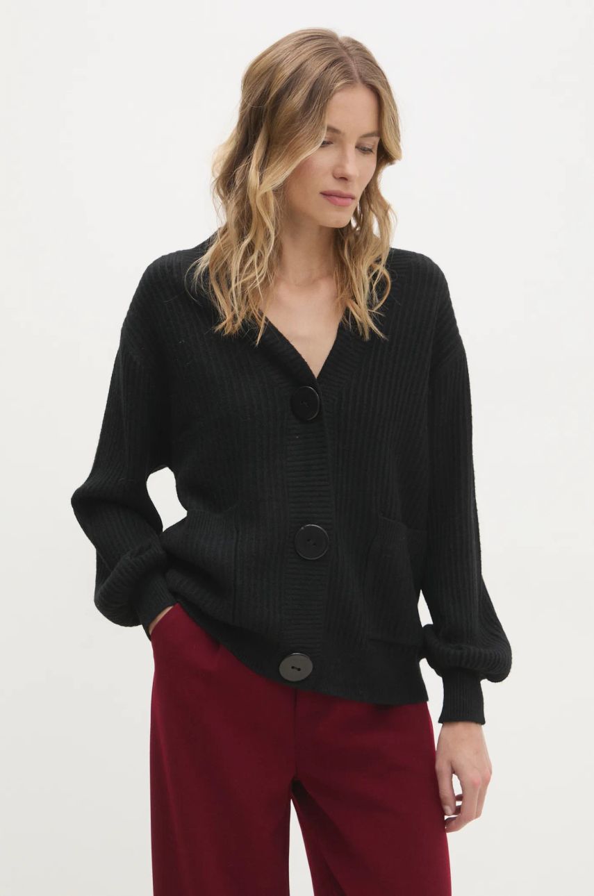 Answear Lab cardigan femei, culoarea negru, călduros