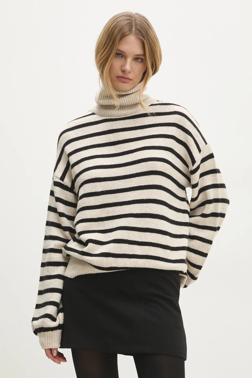 Answear Lab pulover femei, culoarea bej, cu guler