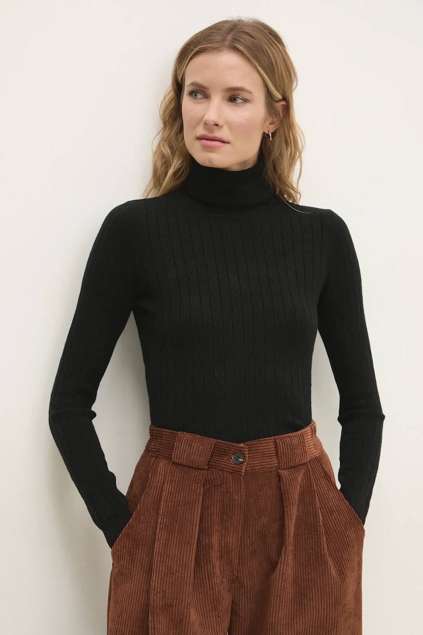 Answear Lab pulover femei, culoarea negru, light, cu guler