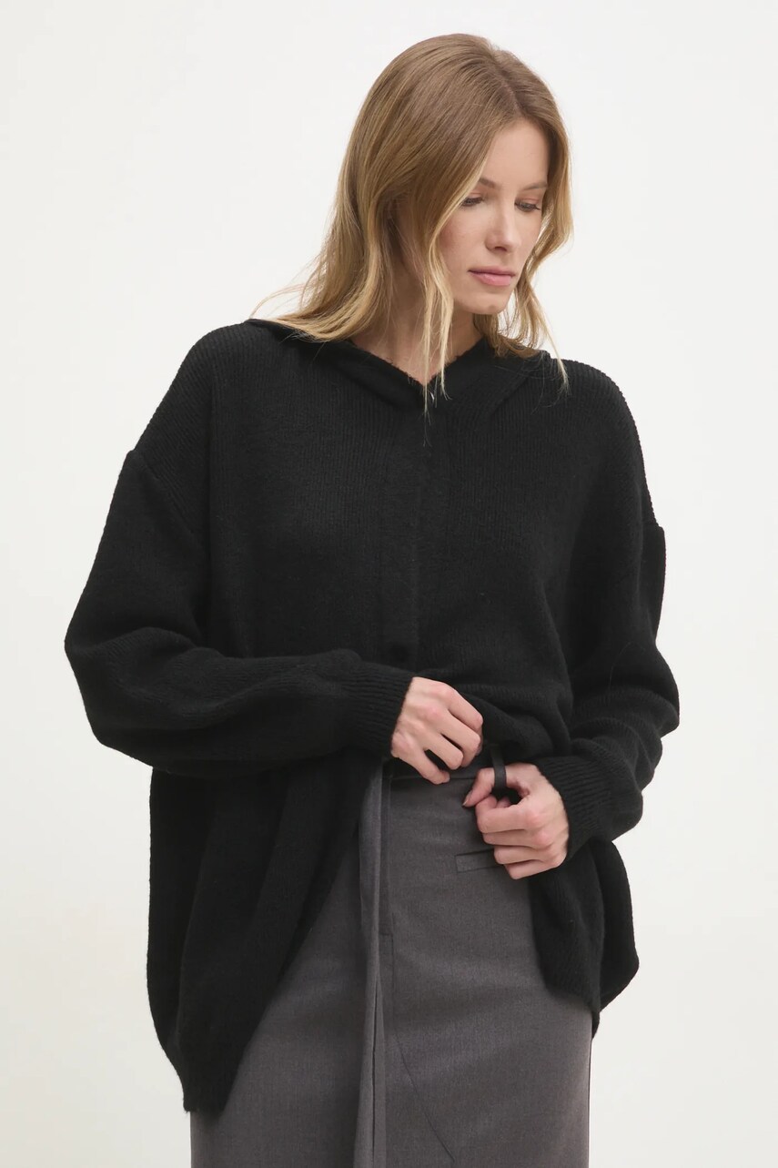 Answear Lab cardigan de lana culoarea negru