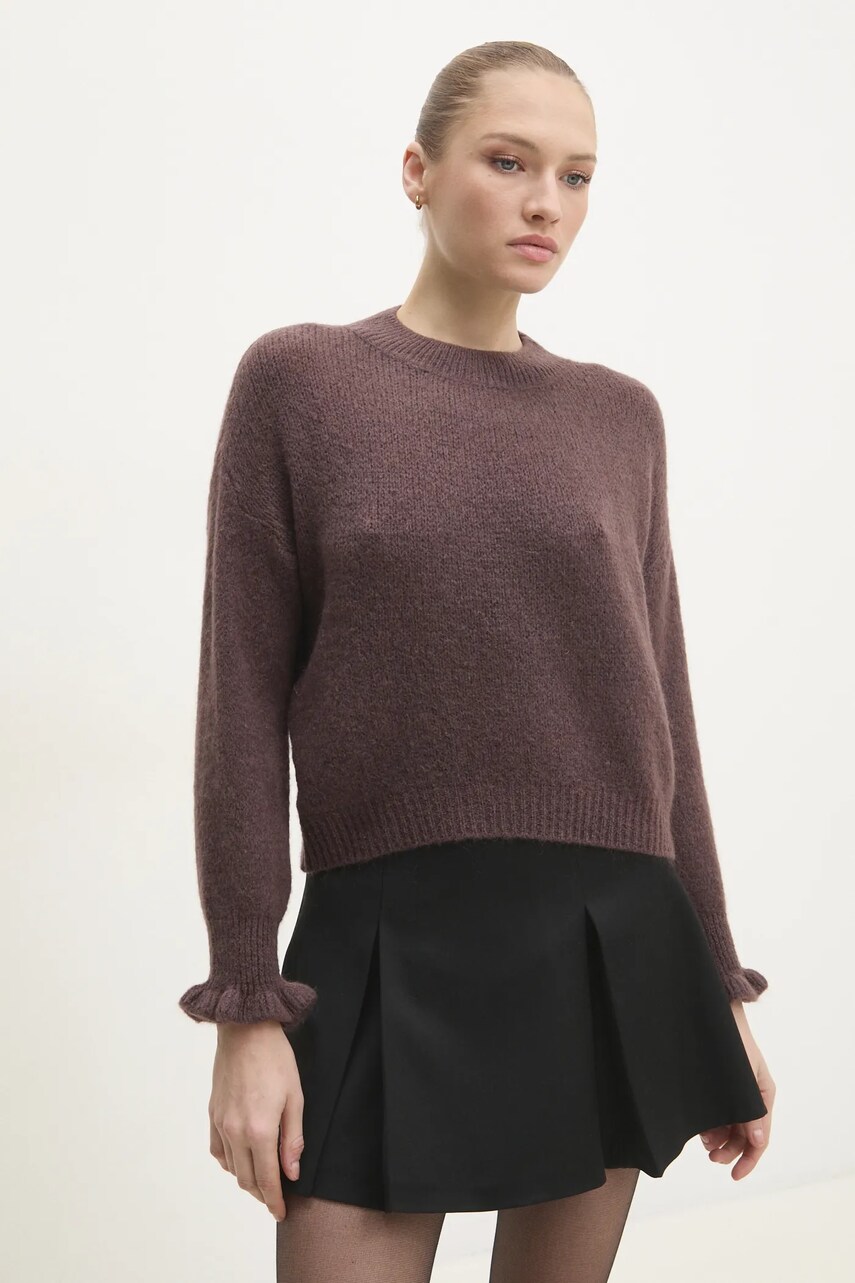 Answear Lab pulover din amestec de lana femei, culoarea maro