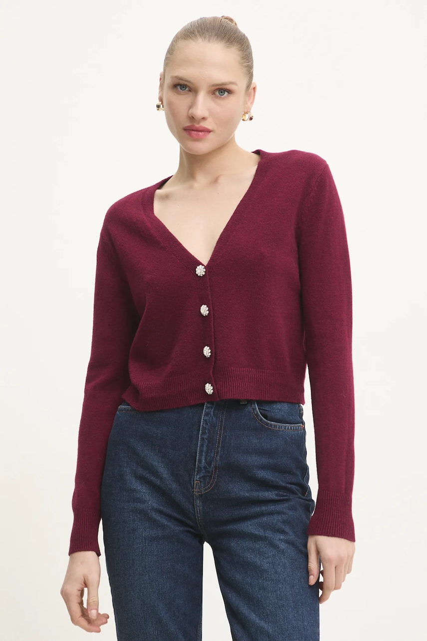 Answear Lab cardigan femei, culoarea bordo, light