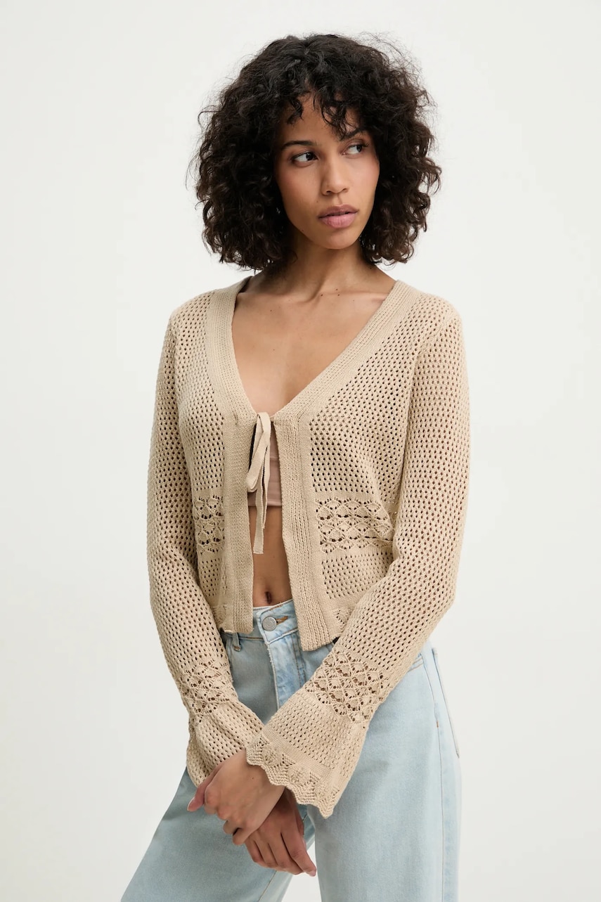 Answear Lab cardigan din bumbac femei, culoarea bej, light Answear Lab cardigan din bumbac femei, culoarea bej, light