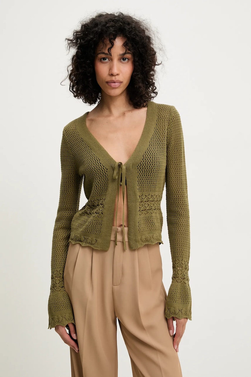 Answear Lab cardigan din bumbac femei, culoarea verde, light Answear Lab cardigan din bumbac femei, culoarea verde, light