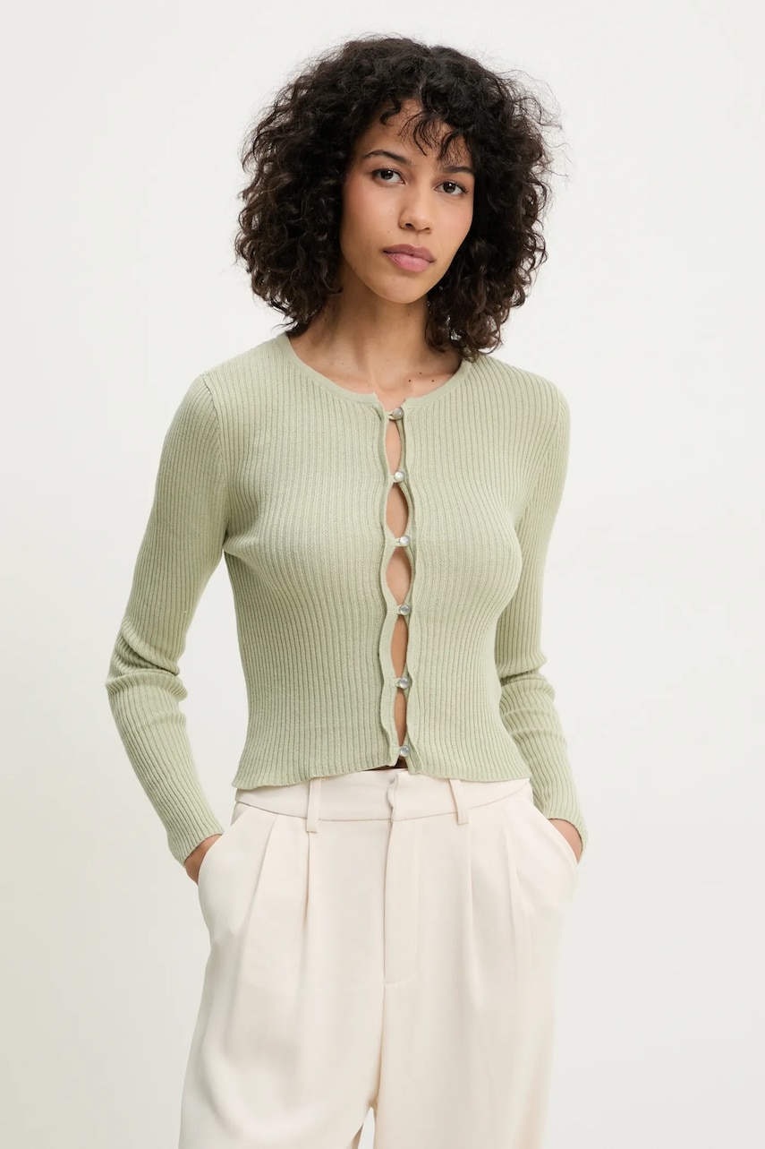 Answear Lab cardigan din bumbac femei, culoarea verde, light Answear Lab cardigan din bumbac femei, culoarea verde, light
