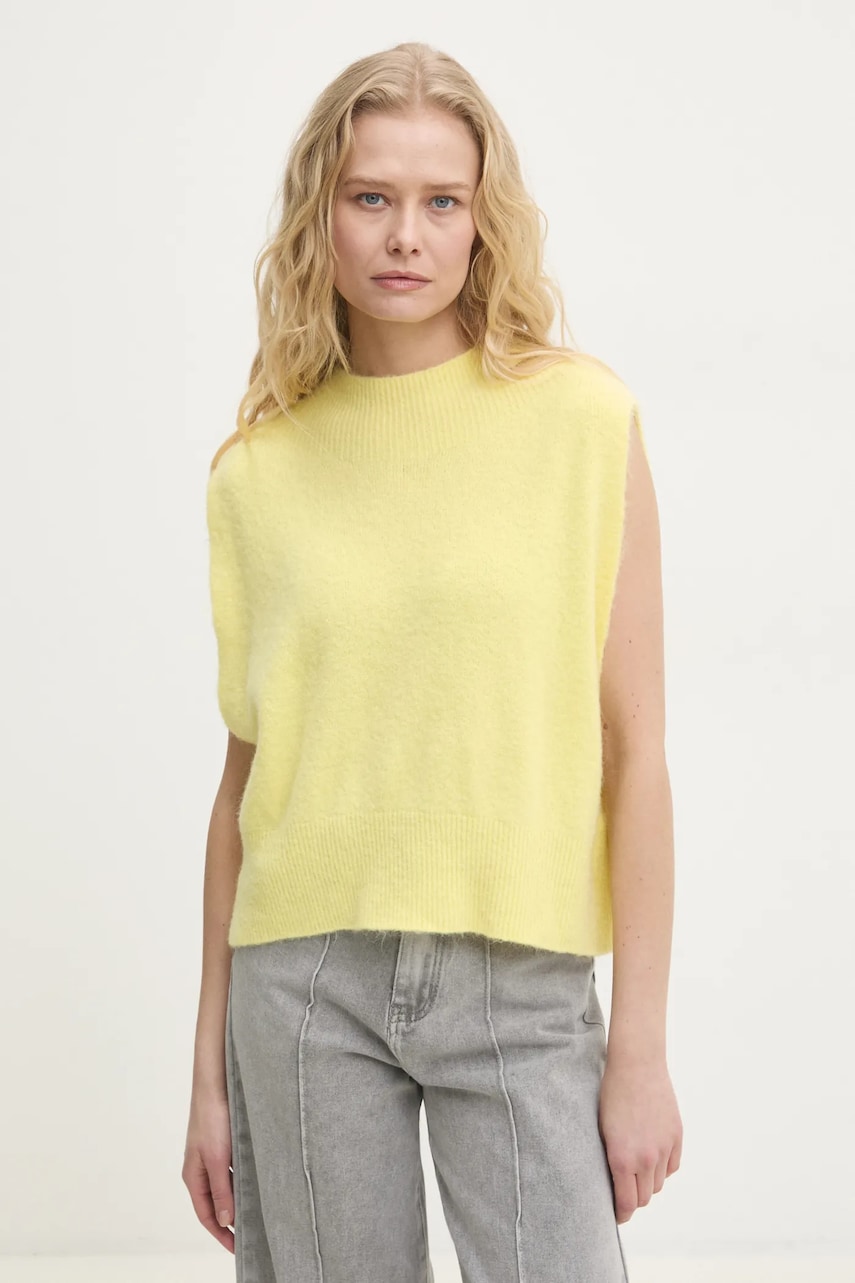 Answear Lab vesta cu lana femei, culoarea galben Answear Lab vesta cu lana femei, culoarea galben