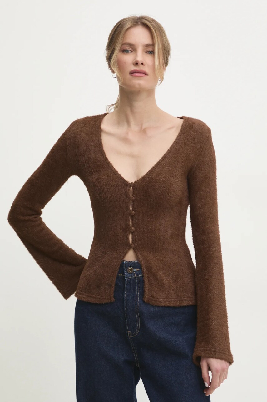 Answear Lab cardigan femei, culoarea maro, light